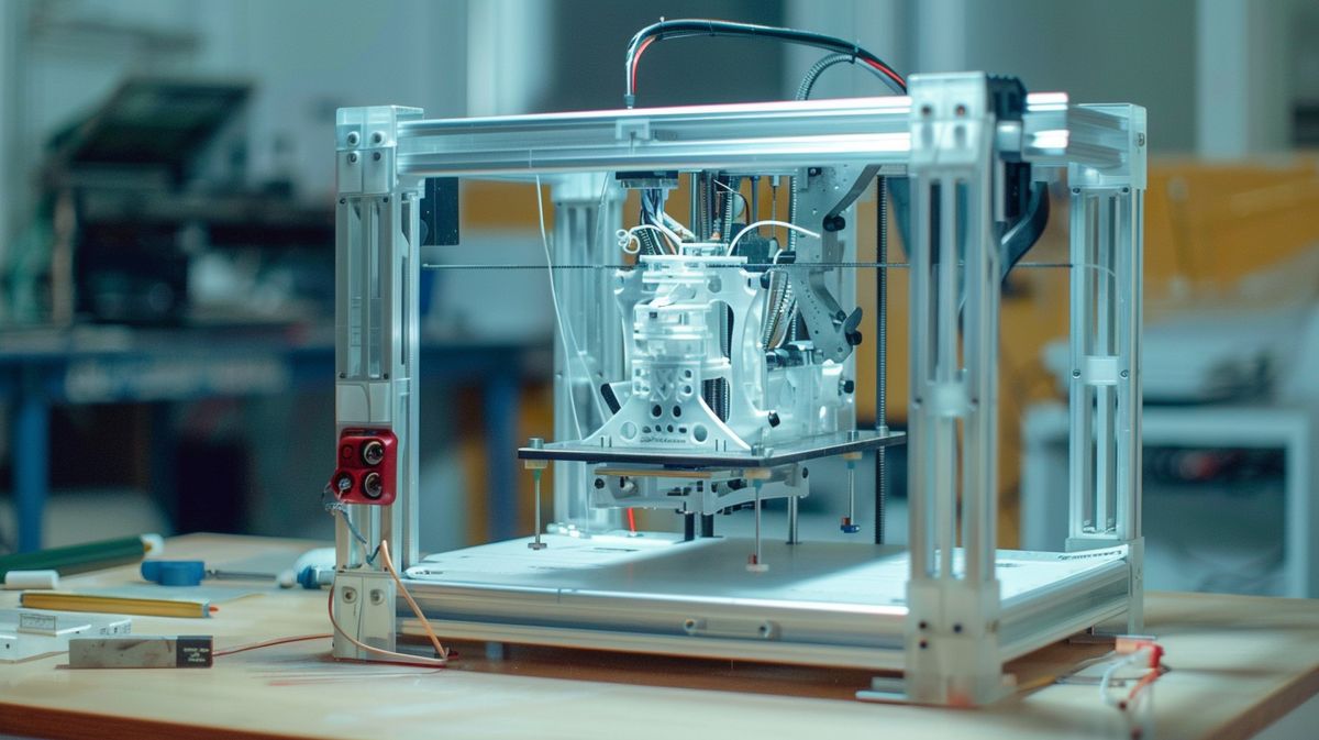 Anleitung zum 3D-Drucker selber bauen mit detaillierten Komponenten und Werkzeugen auf dem Tisch